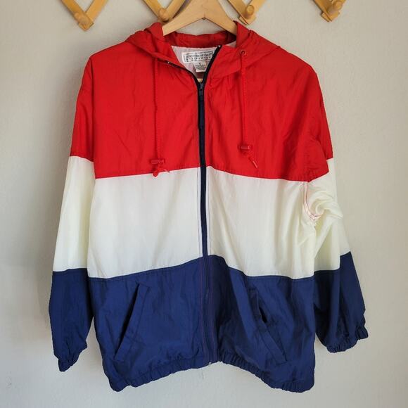 Vintage Jennifer Moore Activewear Red, White and Blue Windbreaker Size Small - Picture 2 of 8